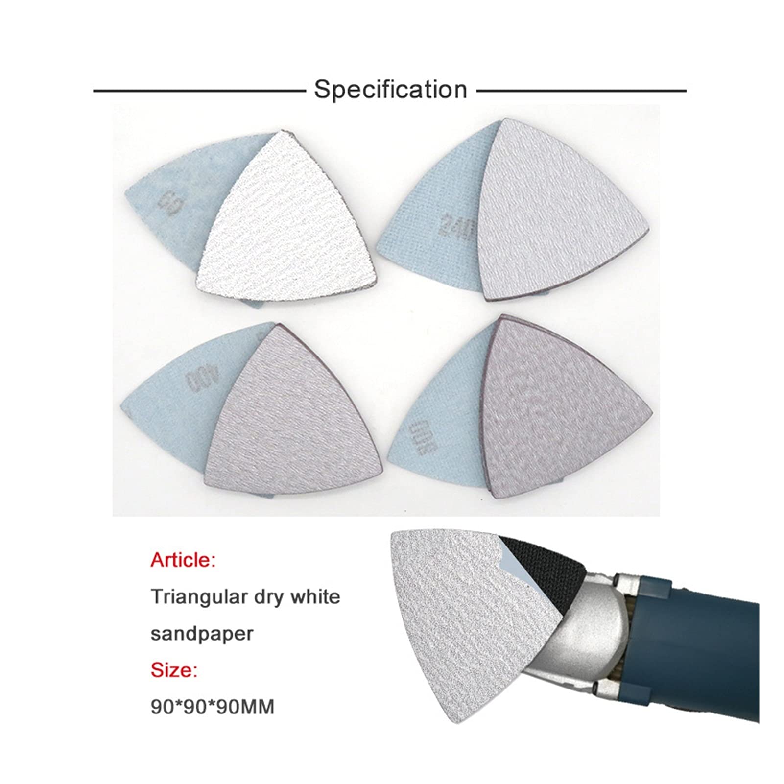 Pulido, lijar papel de lija 100 unids Hook and Loop Flocking Seco Landspaper Sanding Disc Aumina 90x90x90mm 60 a 1200 arena gruesa para pulir y moler (Grit : 400)