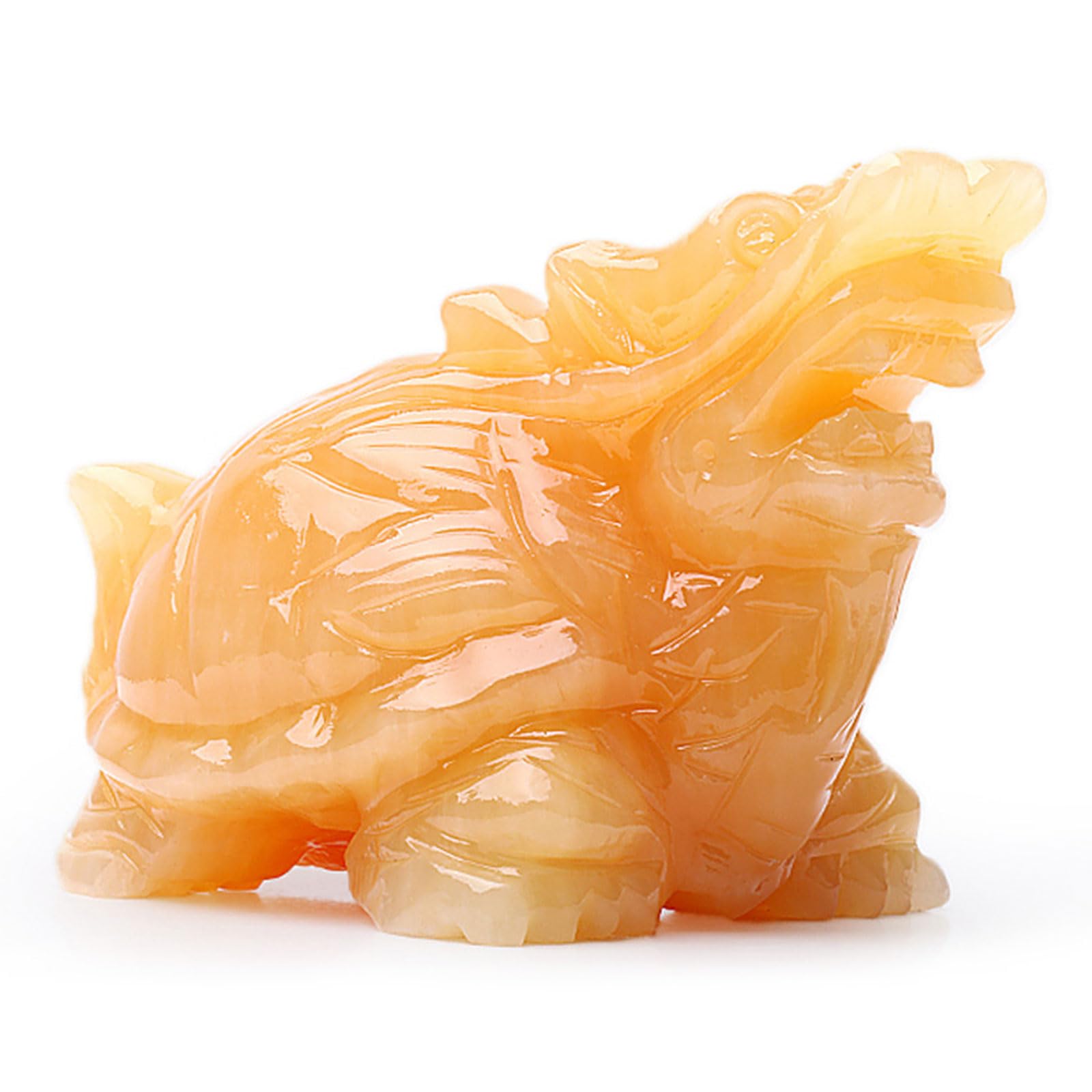 Zooeewly Yellow Jade Crystal Turtle Figurine - Hand Carved Gemstone Tortoise Statue, Pocket Stone for Home Decor, Desk Ornament,Small