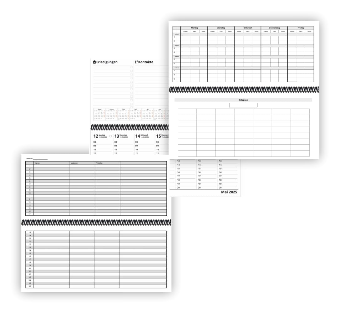 Lehrer - Tischkalender 2024/25: XXL-Tischkalender, Bunt-Kalender Labyrinth blau 14,5 x 32,5 cm