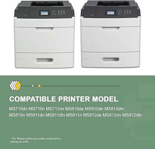 Miniatura 2 de 52D1H00 - Cartucho de tóner negro de alto rendimiento – Compatible con 3 unidades de repuesto de tóner 52D1H00 para impresora Lexmark MS810de