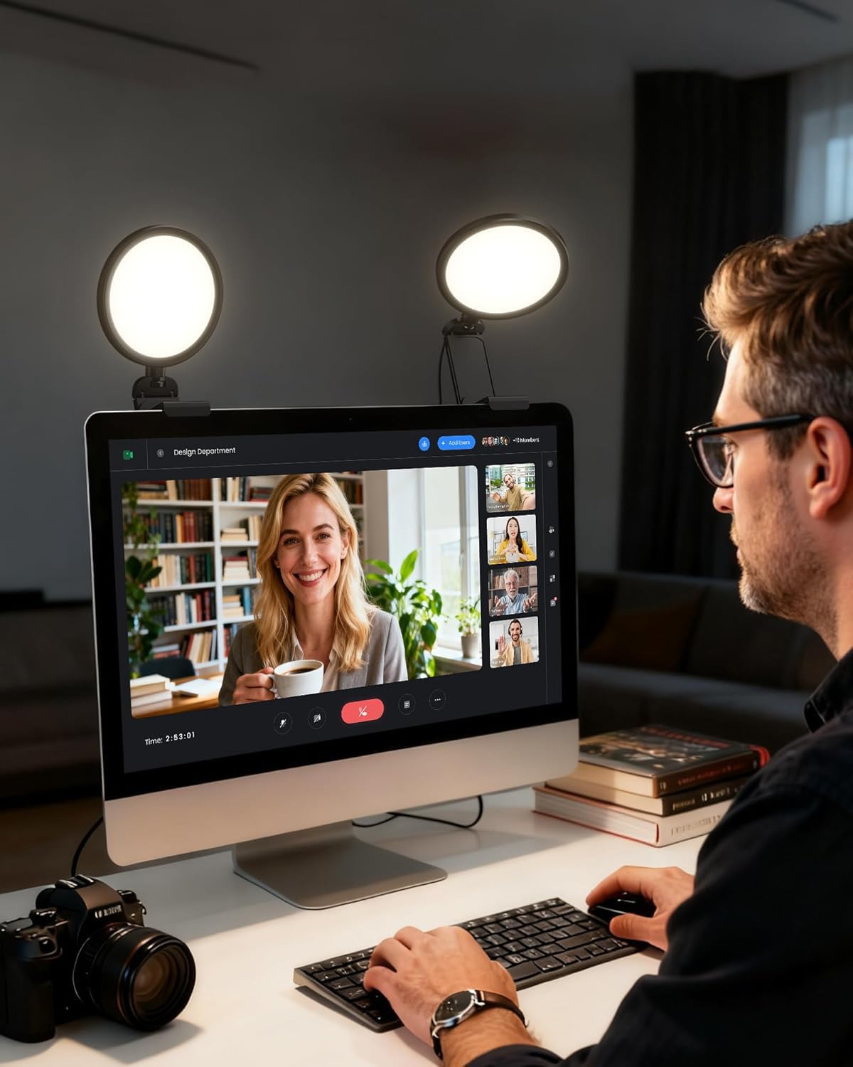 Computer-Zoom-Beleuchtung für Videokonferenzen, kleines 5-Zoll-Ringlicht mit 50 Modi, CRI > 97,8, 3000K–6000K für Videoaufnahmen/Streaming/Selfies, Schreibtischleuchte für Laptop
