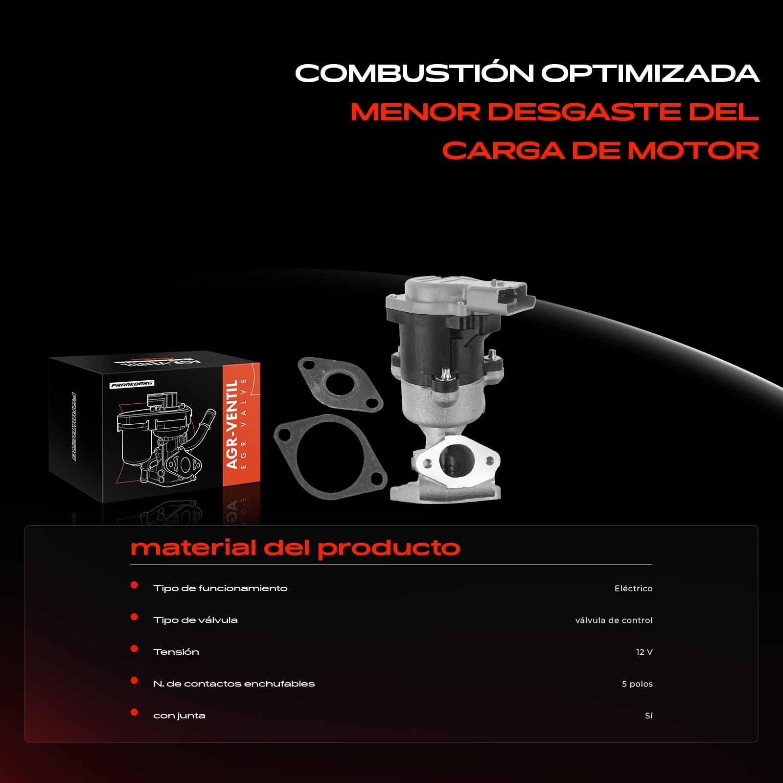 Frankberg Válvula EGR de recirculación de gases de escape derecha 1618N7 | Compatible con: C5 III Ruptura TD, 407 Coupé 6C, XJ X350 X358, S-Type X200, 607 9D 9U, Discovery III L319, XF X250
