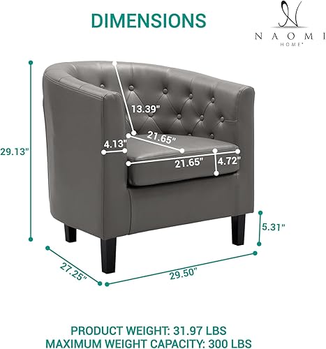 Miniatura 36 de Naomi Home Frida Silla moderna de mediados de siglo, sillas decorativas con marco de madera duradera para sala de estar, silla de lectura con