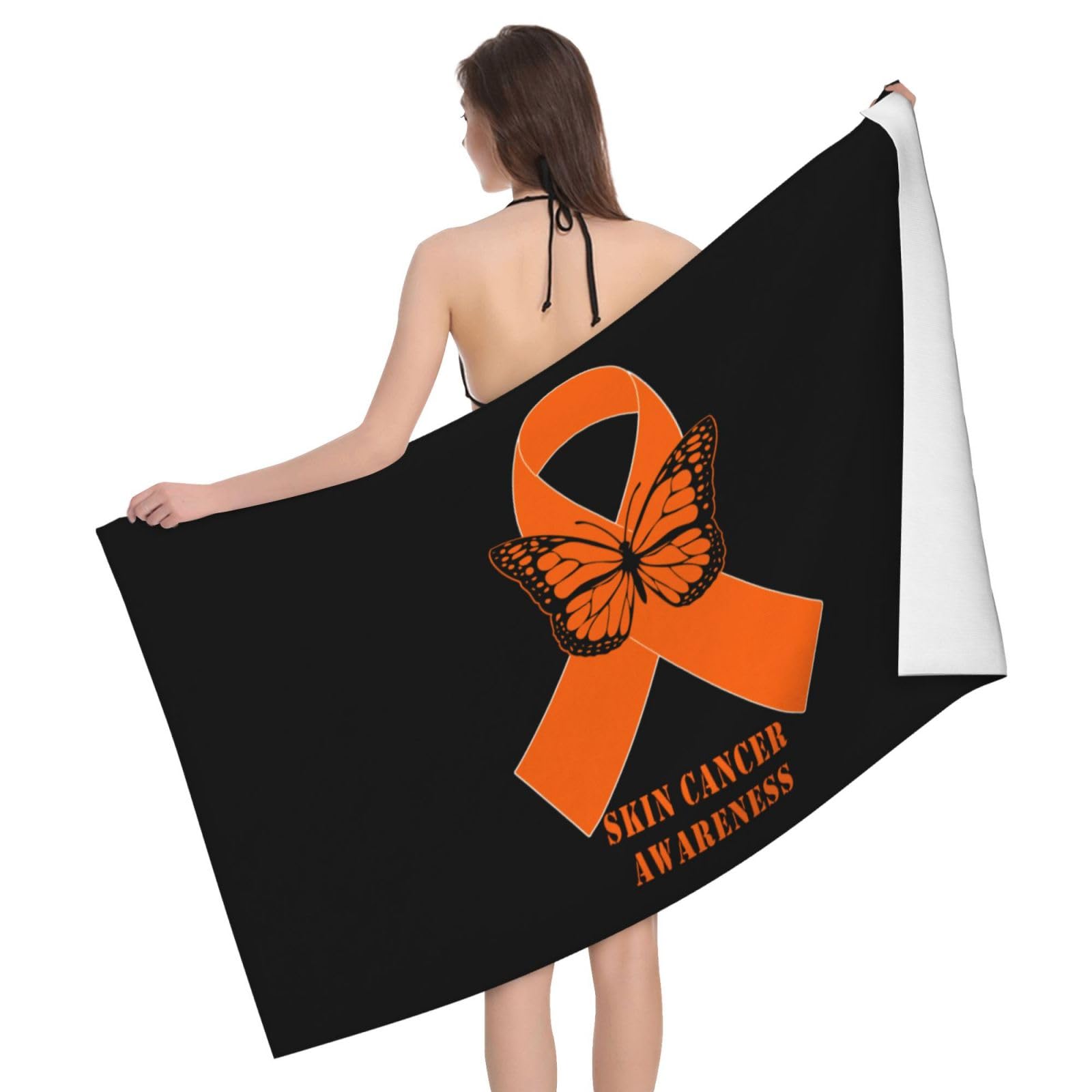 HLBSDM Microfiber Skin Cancer Awareness Beach Towel Quick Dry Soft Sand Free Beach Towels for Pool Swim Beach Lightweight Thin Towels