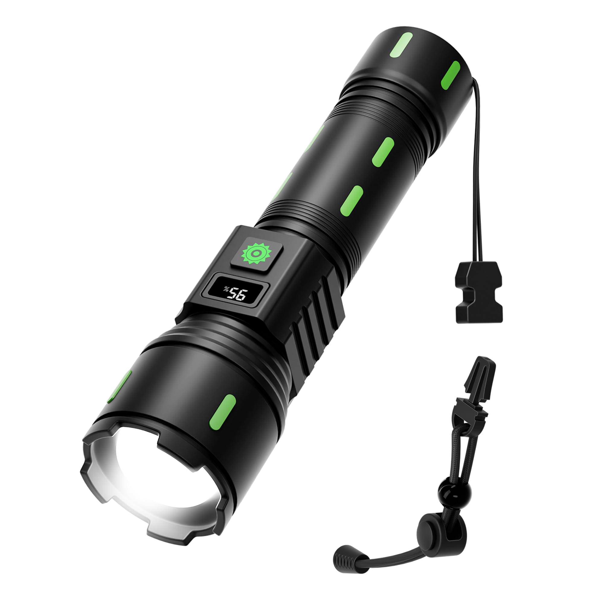 Salpido Vortex Fl-05 Rechargeable LED Torch Light with High Beam Zoom, Long Distance Flashlight with Lanyard, Waterproof and Durable Torch for Camping, Night Travel, Home Emergency, Cable Included-picture-1