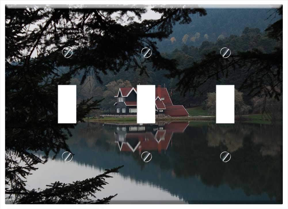 Switch Plate Triple Toggle - Bolu Abant Pond Nature White Reflection Forest