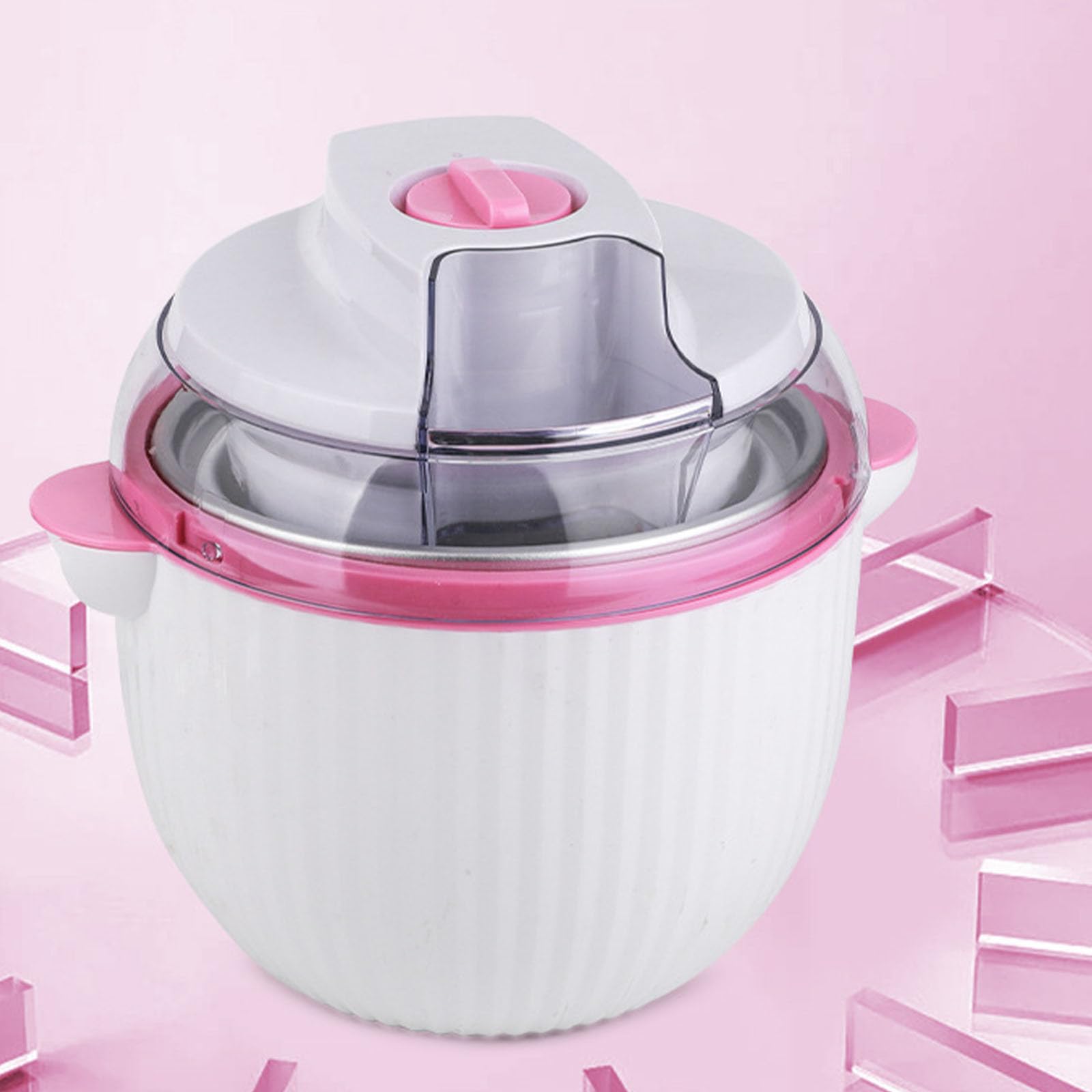 Soft-Serve-Eismaschine für Zuhause, 1L Automatischer Eiscremebereiter Mini, Tragbarer Frozen-Joghurt-Hersteller mit Dessertfunktion, Kompakte Küchenkleingeräte für Eiscreme und Sorbet (Rosa, A)