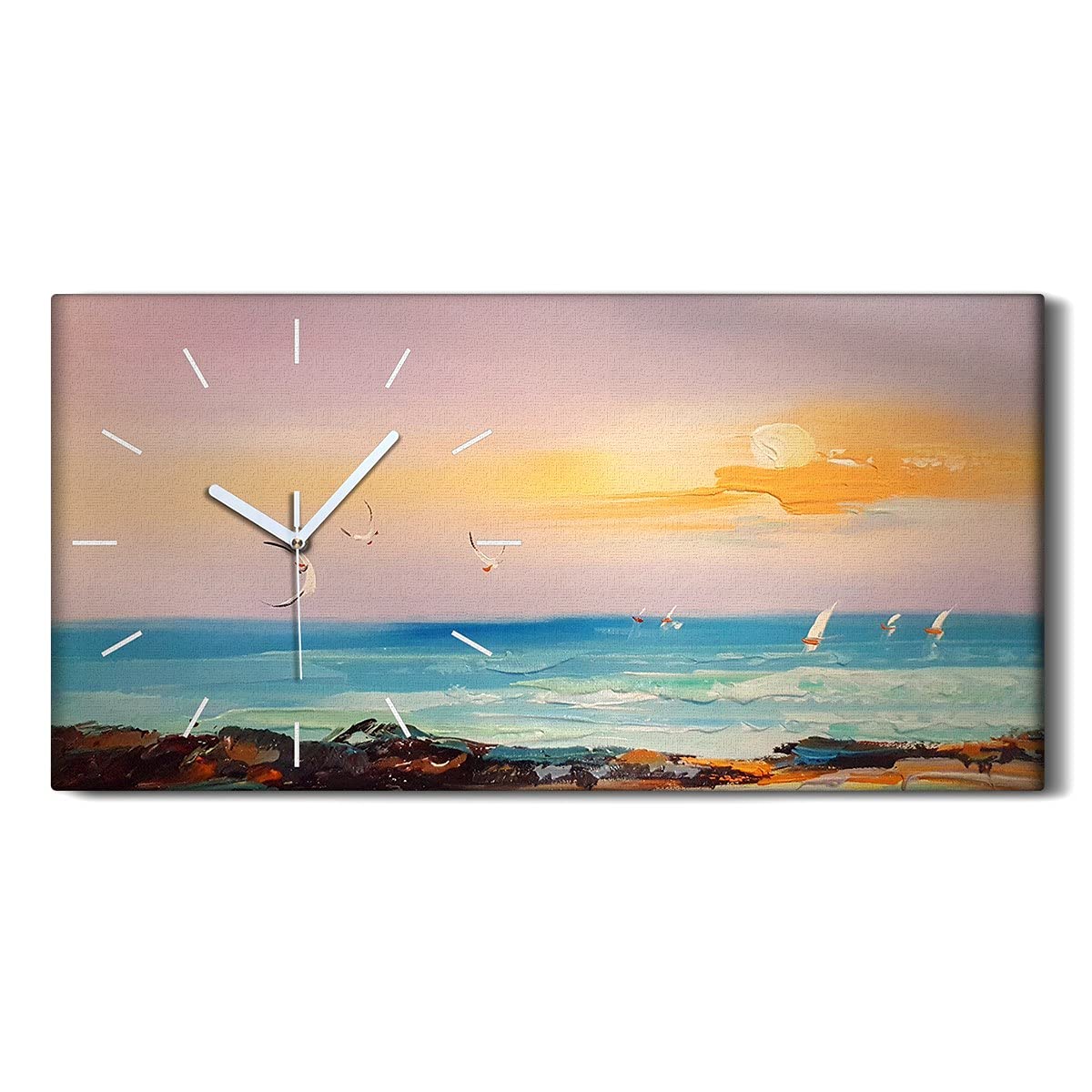 Horloge sur Toile 60x30cm Silencieuse sans Tic-Tac pour Retrouver le Calme dans la Chambre