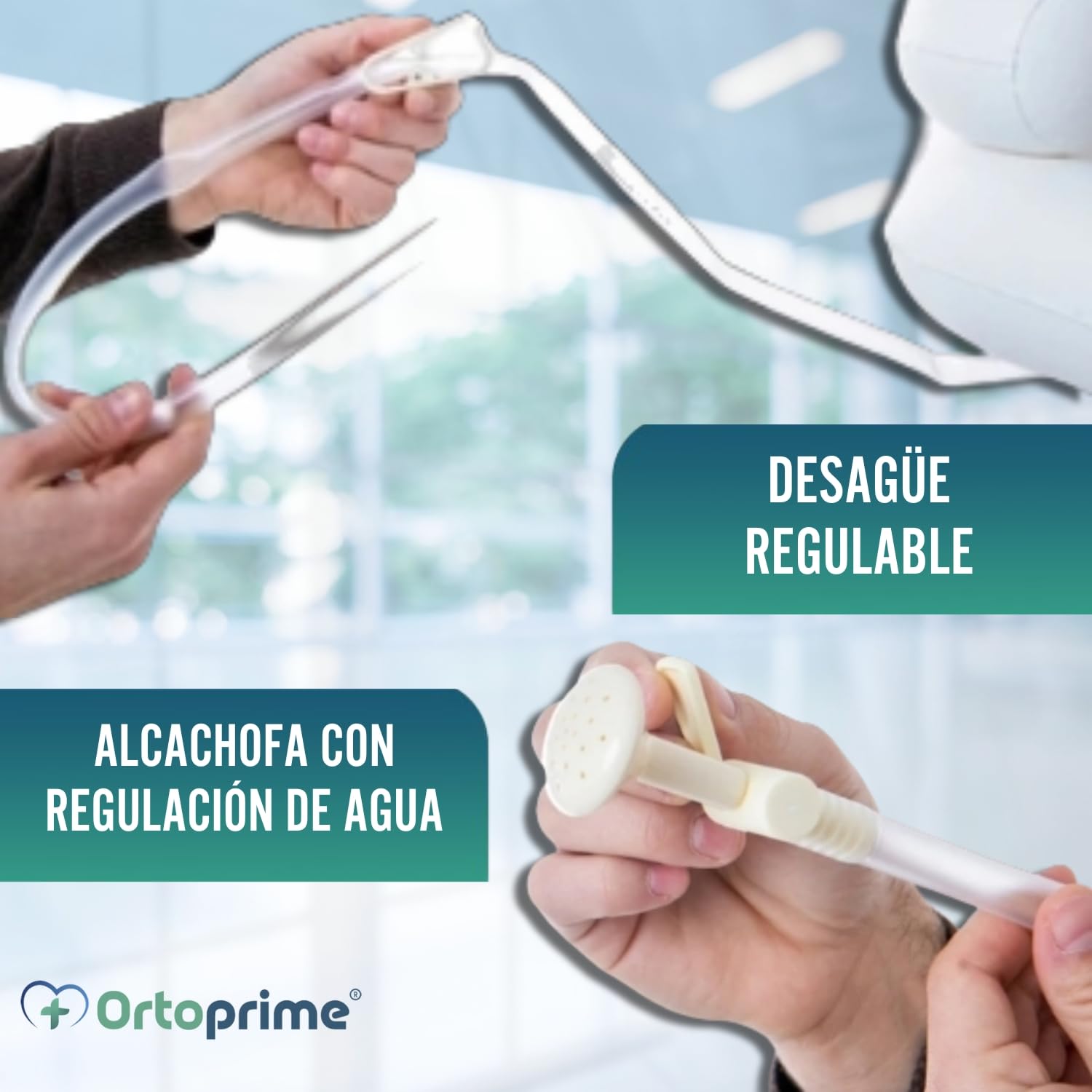 OrtoPrime Lavacabezas Hinchable para Cama KIT COMPLETO con tubo de Drenaje y Bolsa - Ortopedia Lavacabezas Portátil PELUQUERÍA y HOGAR con Hinchador - Lavabo de Cabello Bañera Hinchable para Cama