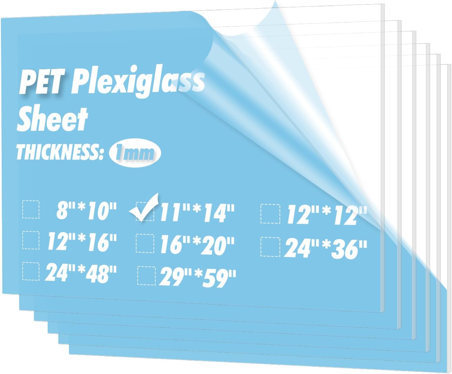 Art3d 10-Pack of 11×14" PET/Plexiglass Sheets, Transparent Clear Flexible Plastic Sheet Panels for Craft, Picture Frames, Sign Blank, DIY Display Project