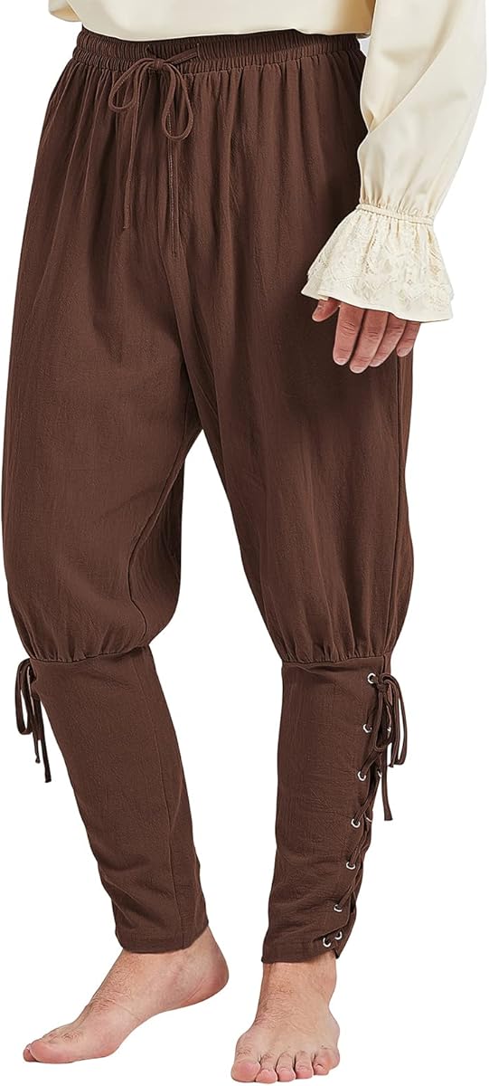 Century Star Renaissance Costume Men's Pirate Pants Medieval Ren Faire Viking Colonial Navigator Halloween Ankle Banded
