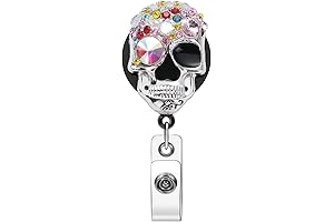 Cute Diamond Badge Holder for Nurses and Teachers (Coloured Skull)
