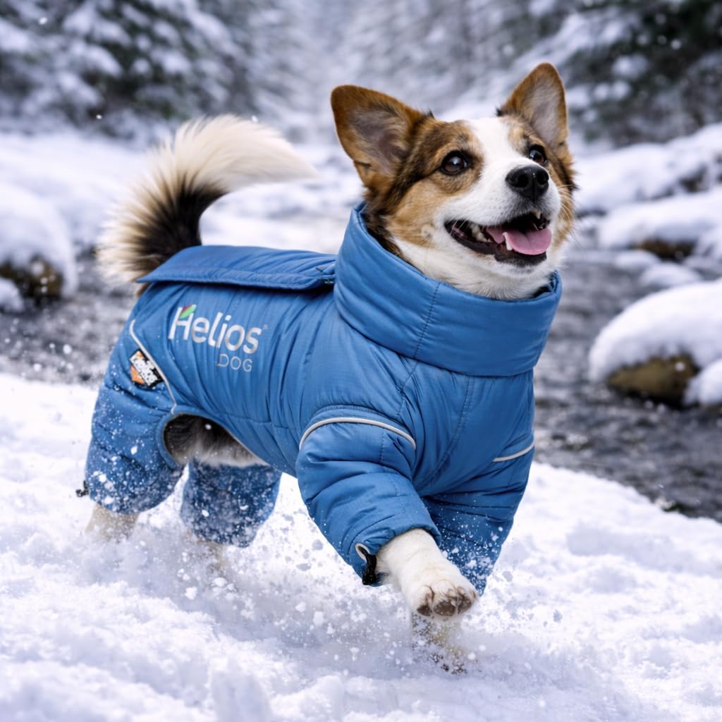 DOGHELIOS 'Thunder-Crackle' Full-Body Bodied Waded-Plush Adjustable and 3M Reflective Pet Dog Jacket Coat w/ Blackshark Technology, Small, Blue Wave