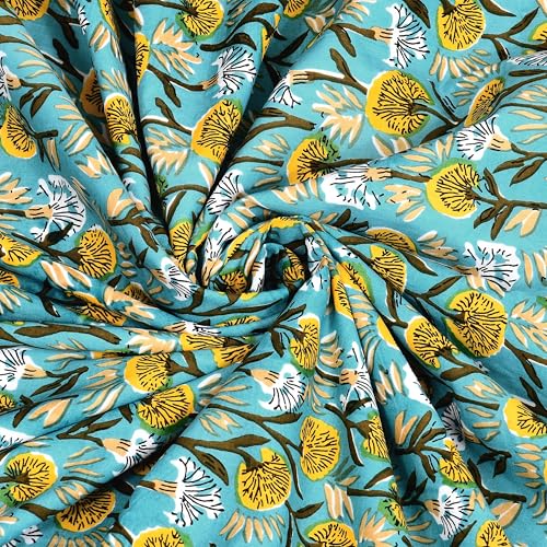 Image of BLOCKS OF INDIA 100% Cotton Dohar King Size Reversible Hand Block Printed Malmal Summer Dohar /Blanket (Blue GAD BUTI)