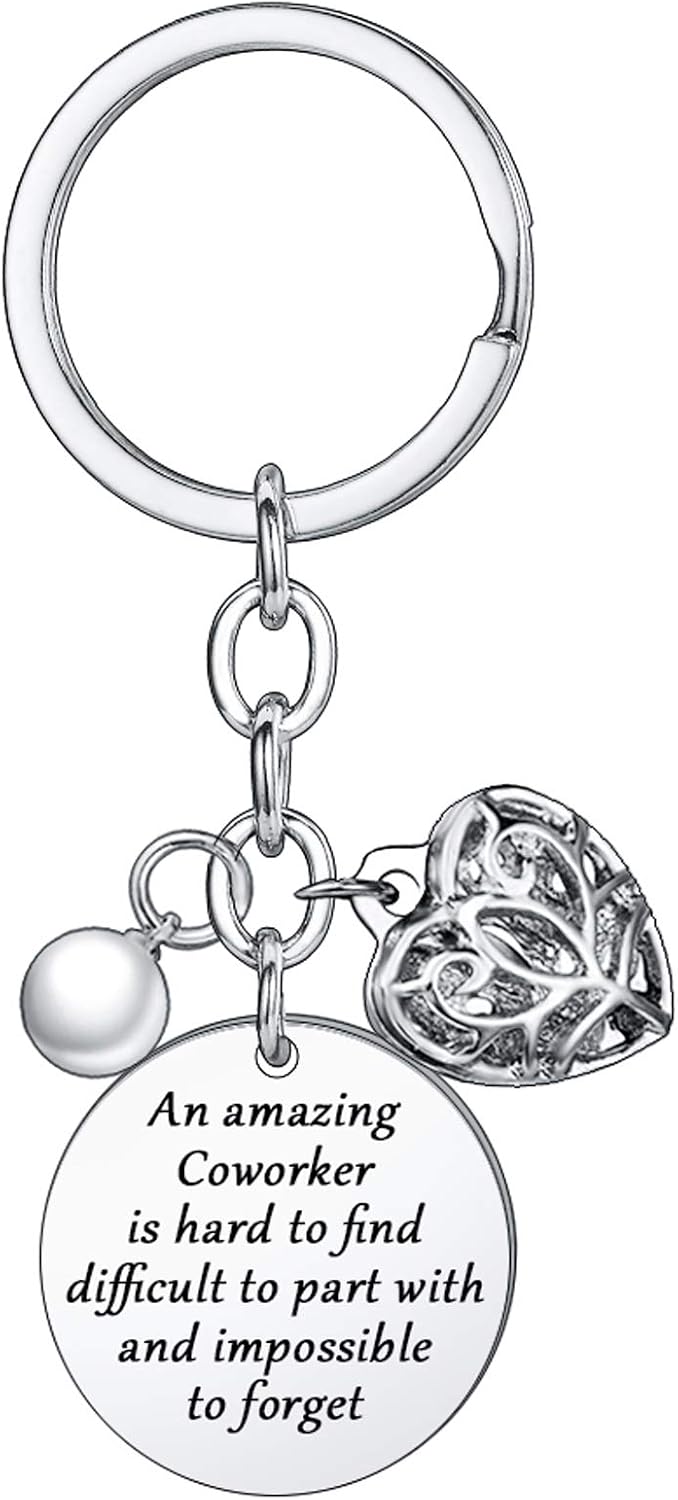 BESPMOSP Coworker Leaving Heart Keychain - Amazing Colleague Is Hard to Find, Difficult to Part With, Impossible to Forget - Goodbye Gifts for Best Coworker, Colleague and Boss