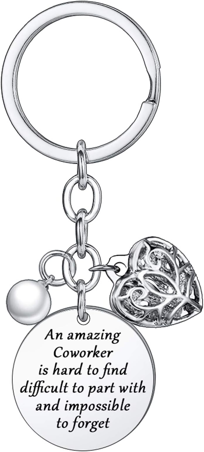 BESPMOSP Coworker Leaving Heart Keychain an Amazing Coworker is Hard to Find Difficult to Part with and Impossible to Forget Goodbye Gifts for Best Coworker Colleague and Boss