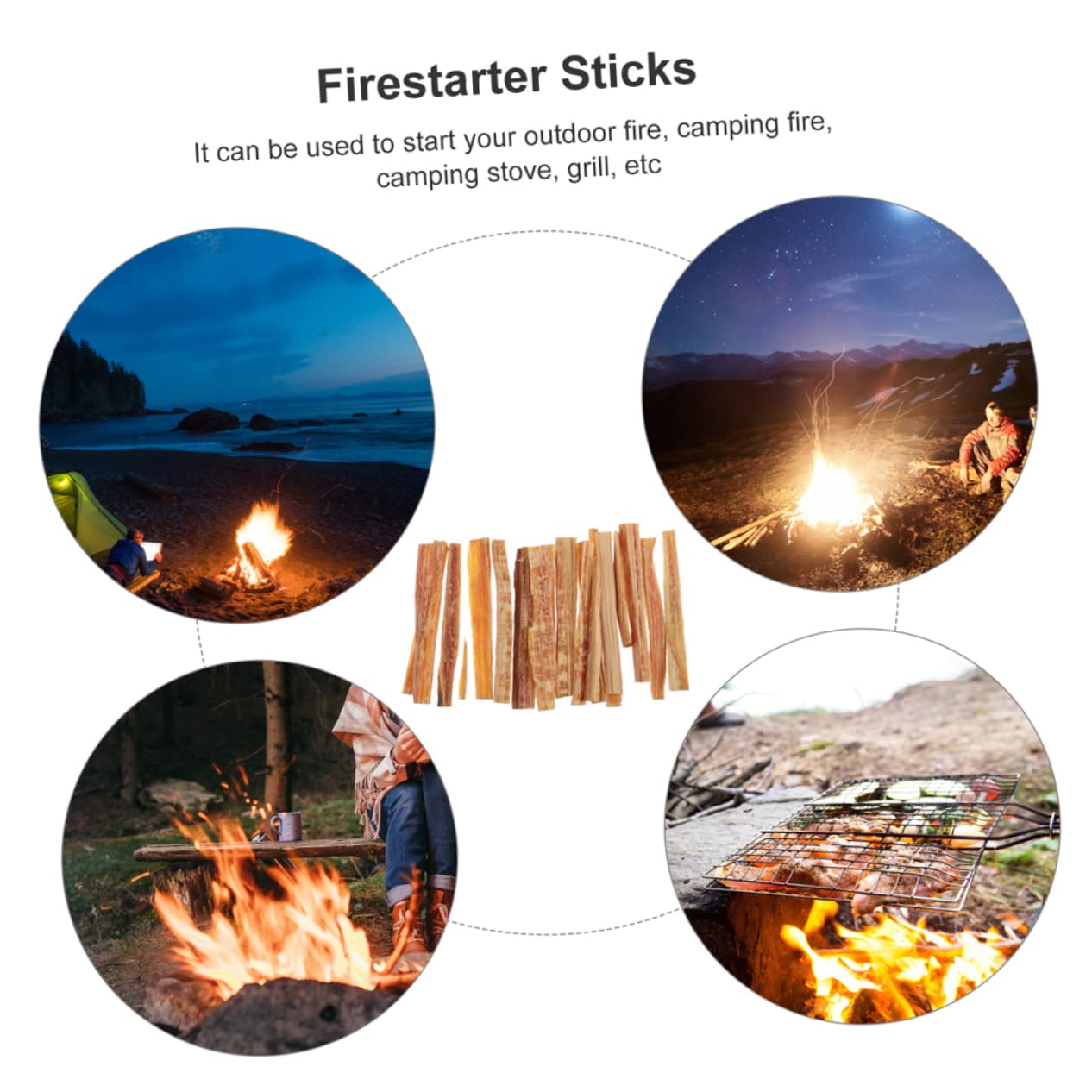 Allume-feu en Bois pour Camping, Lot de 1 Set, Bois et Fer | Léger, Adapté aux Rassemblements Familiaux, Usage Extérieur et Survie, Bâtons pour Feu en Plein Air