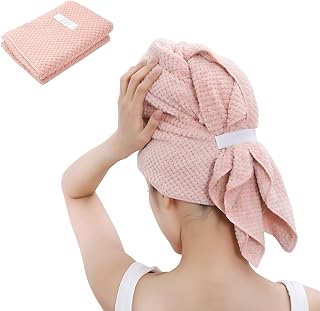 Hair Towel Wrap for Women, Microfiber Towels for Hair with Elastic Band, Large 24 x 42 Inch Hair Plopping Wrap for Curls, Quick Drying Towel Hair Wraps for Women for Home Gym Travel Use