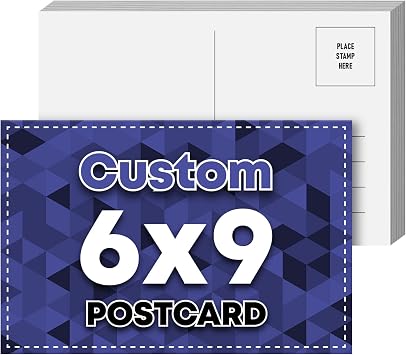 6" x 9" Custom Printed Postcards, Upload Your Text and Image, Personalized Printable Post Cards, 2 Sided Print on Thick Glossy Card Stock - Perfect for Direct Mail, Greetings, Invitations, etc 25