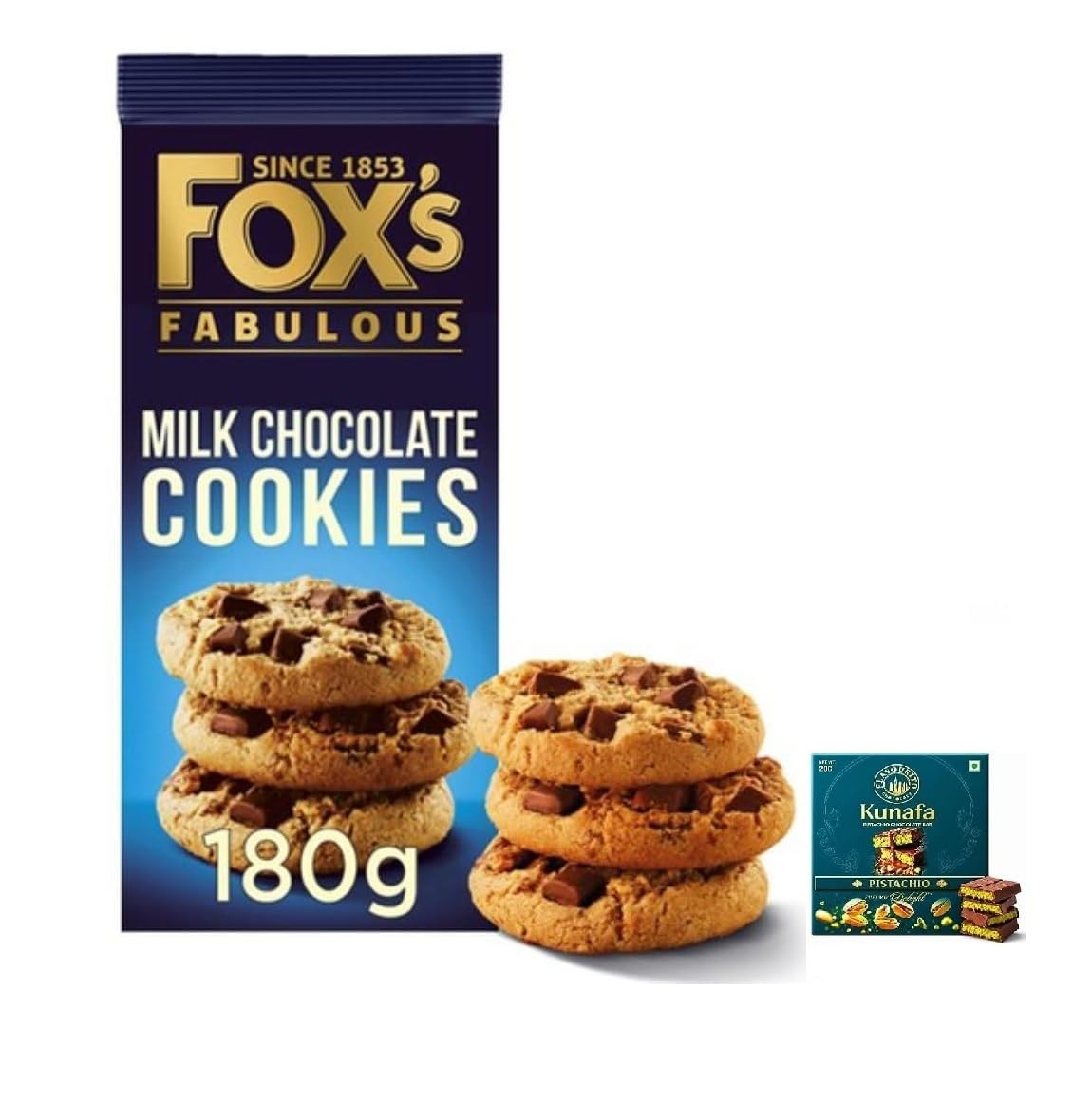 Fox's Milk Chocolate Cookies 180 g,Crunchy Biscuit Snack With FREE Flavourito Kunafa Chocolate 20g Absolutely From DECADENT FOODS-image-26