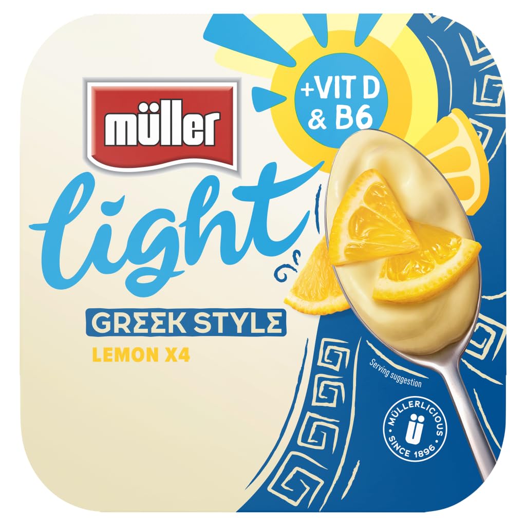 Müllerlight Greek Style Luscious Lemon Creamy Yogurt, 115g (Pack of 4)