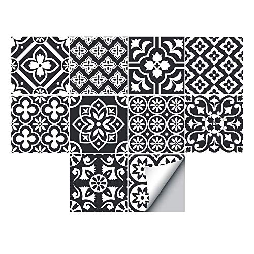 Self-Adhesive Wall Tile Decals, Peel And Stick Tile Stickers, Waterproof Backsplash Stickers For Kitchen Bathroom Decor, 6X6Inch 10Pcs, Black Floral 054 #TOP8