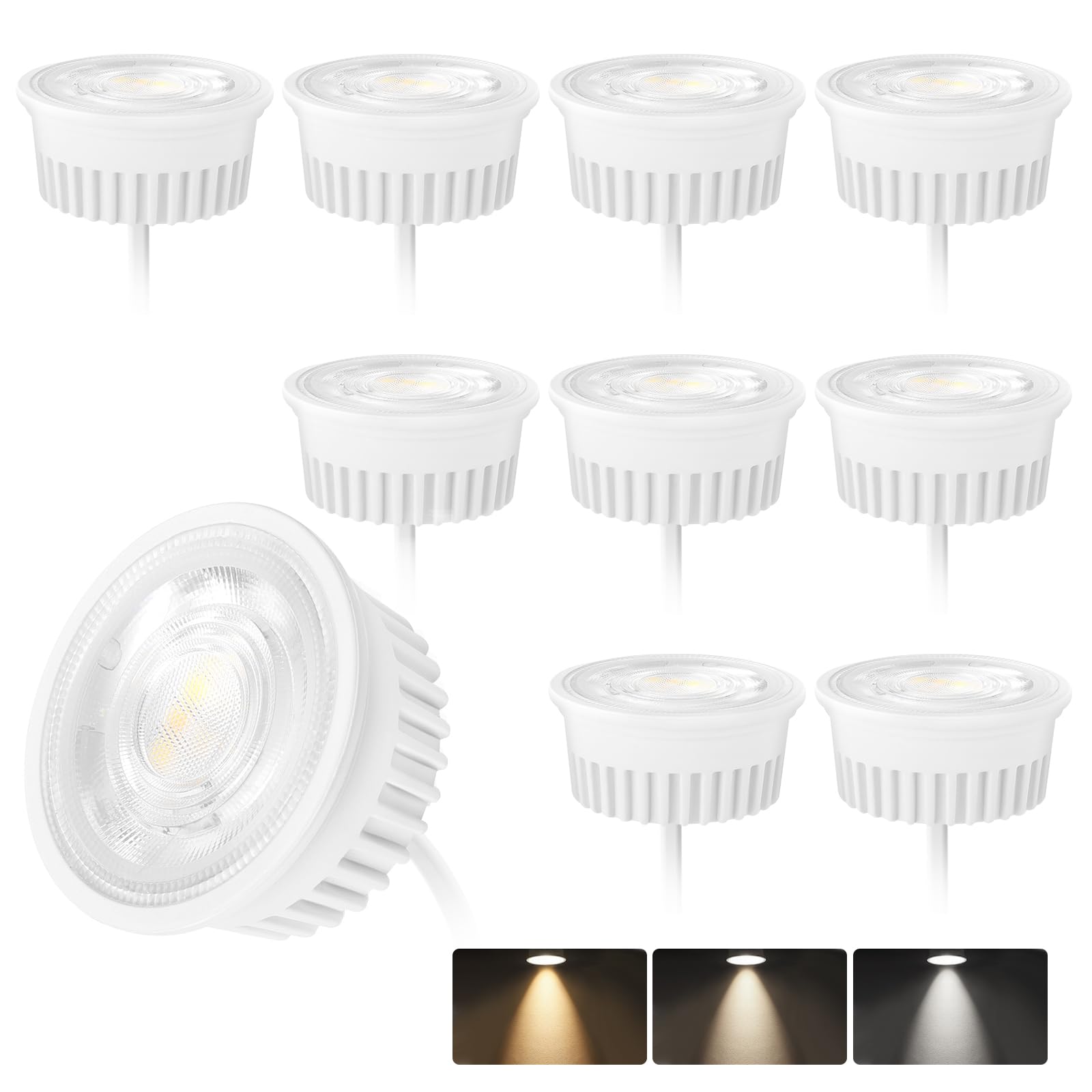 KYOTECH Lot de 10 module LED 4.9W ø50x23mm 3CCT Blanc chaud Blanc naturel Blanc froid Dimmable 38°Remplace Lampe GU10 MR16 pour luminaires encastrés Spots de plafond Spots encastrés Plafonniers