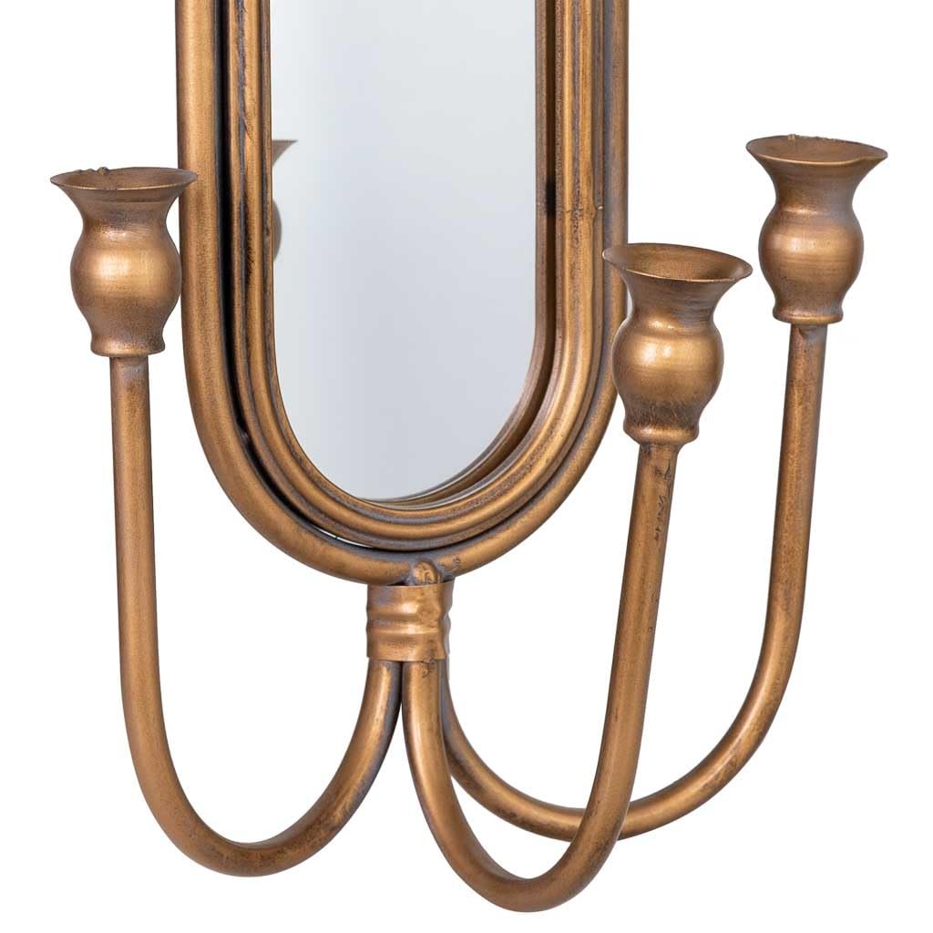 Candelabro de Pared de Metal Envejecido Dorado 26x13x62h cm