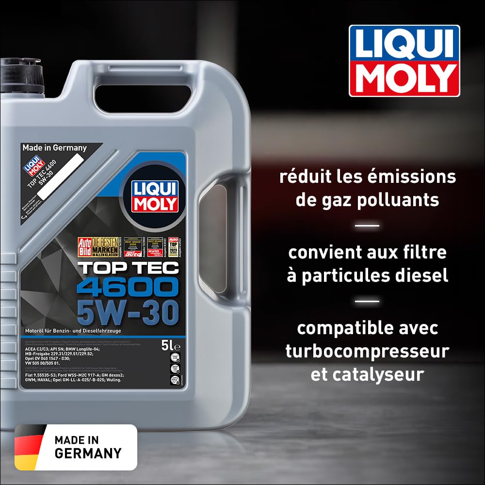 LIQUI MOLY Top Tec 4600 5W-30, 5 L, Technologie de synthèse Huile motrice, SKU: 2316