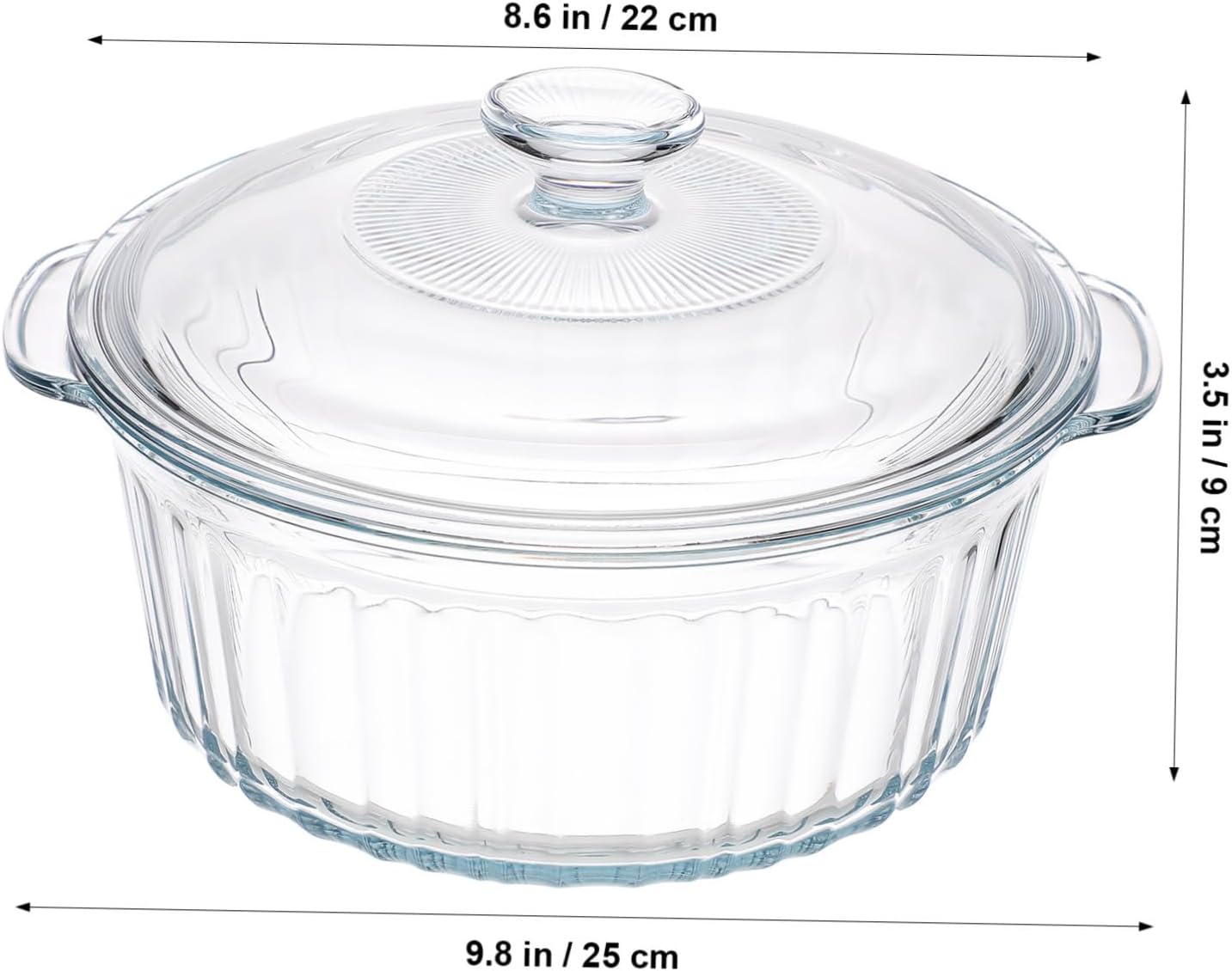 VOSAREA Round Glass Casserole Dish Lid Baking Dishes Lids Oven Pan Nonstick Cookware