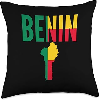 Beninese - Benin Country Map Flag Throw Pillow