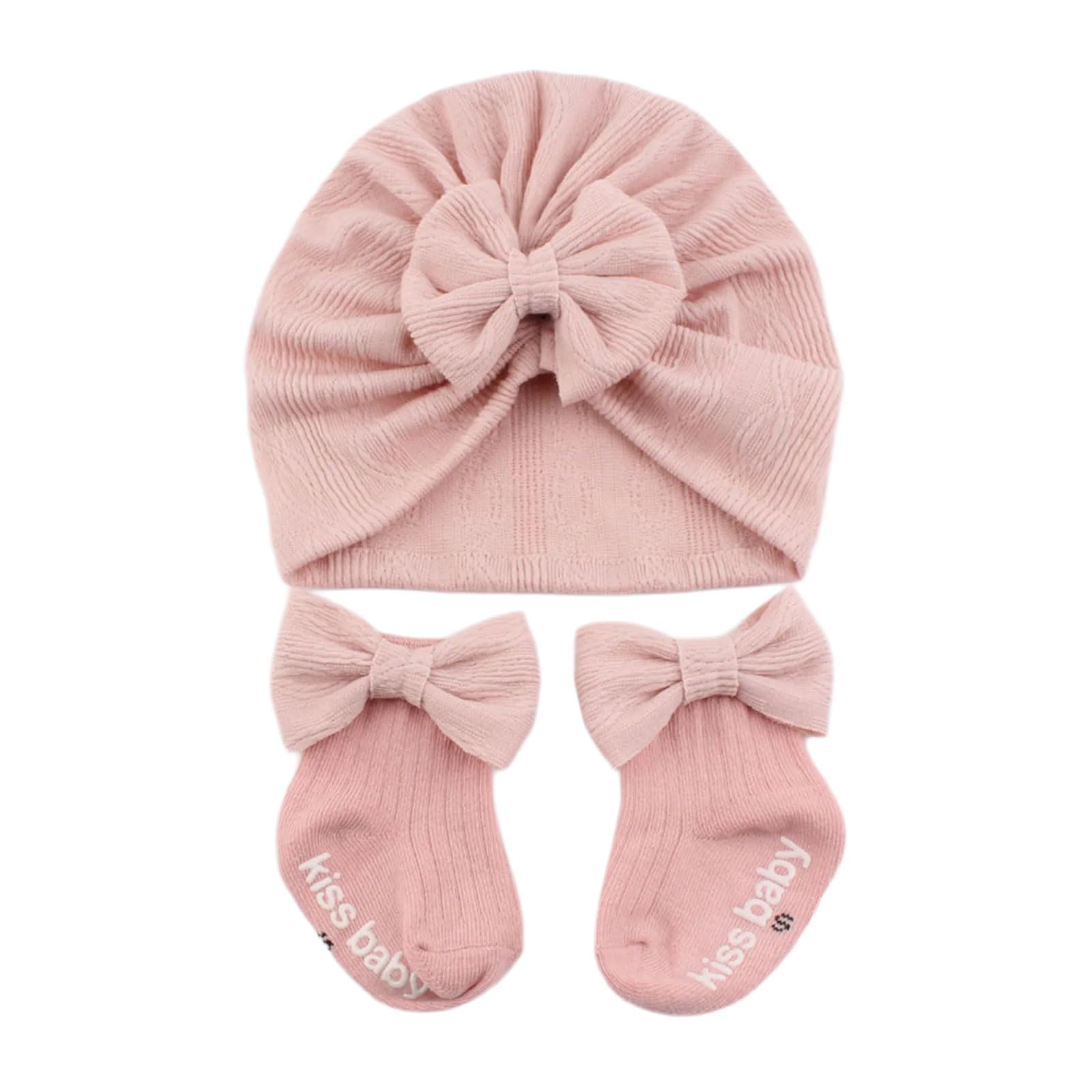 Firstxiu Unisex Infant A Baby Hat Socks Set Breathable Plush Hat Large Butterfly Decoration Warm Toddler Baby Ccessorise Newborn