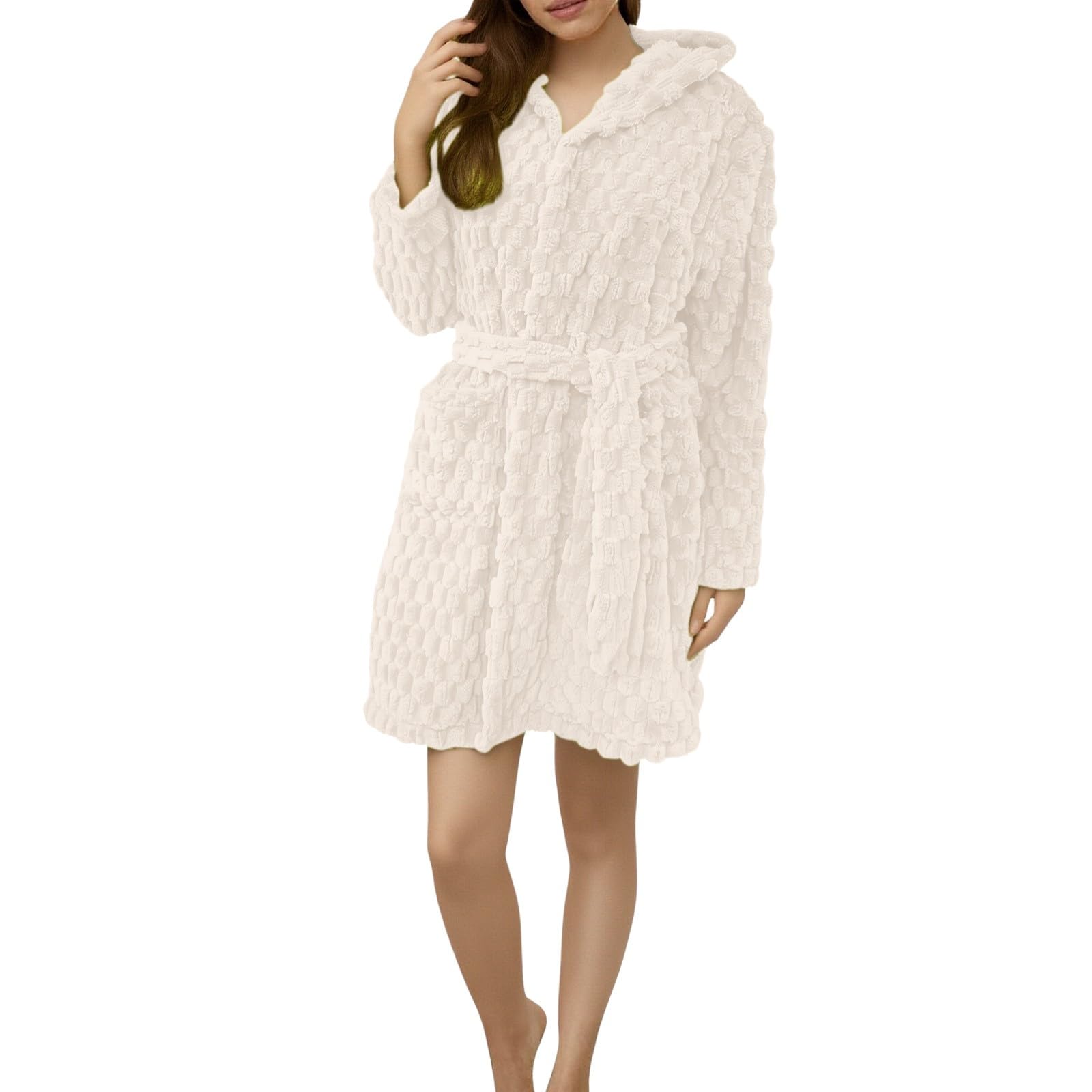 VOSERY Vestaglia corta a maniche lunghe da donna, morbida