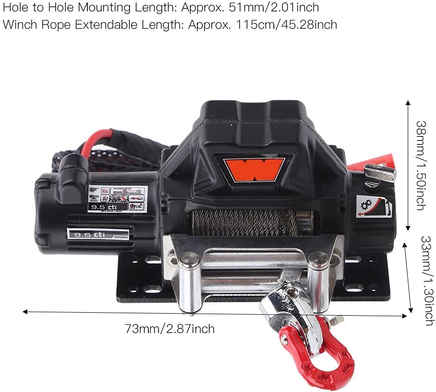 RC Car Winch, RC Model Metal Automatic Winch with 6.6lbs Loading for TRX4 D90 D110 Axial Scx10 Crawler Car