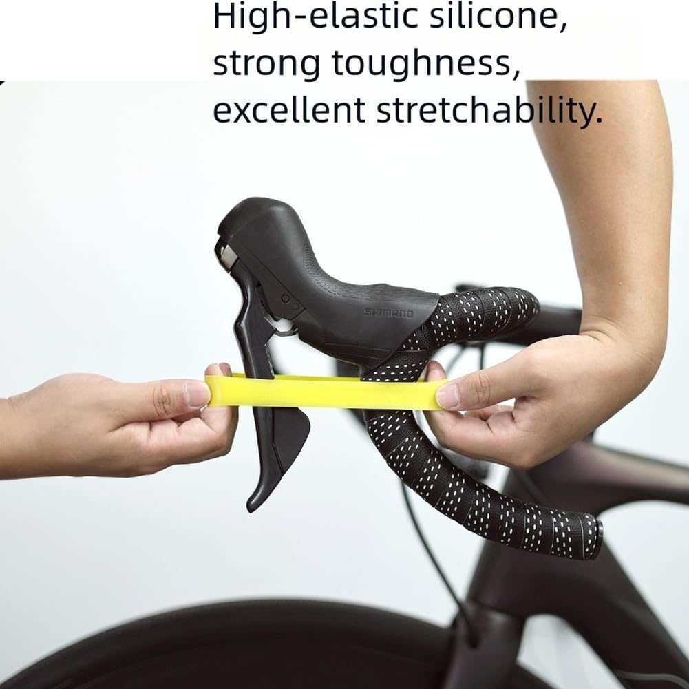 Silikon-Lenkerband-Endring für Rennrad – hochelastisches EVA-Band, werkzeuglose Installation, rutschfest und witterungsbeständig, passend für 3 x 2 cm Wickelbreite (gelb) Sport & Freizeit