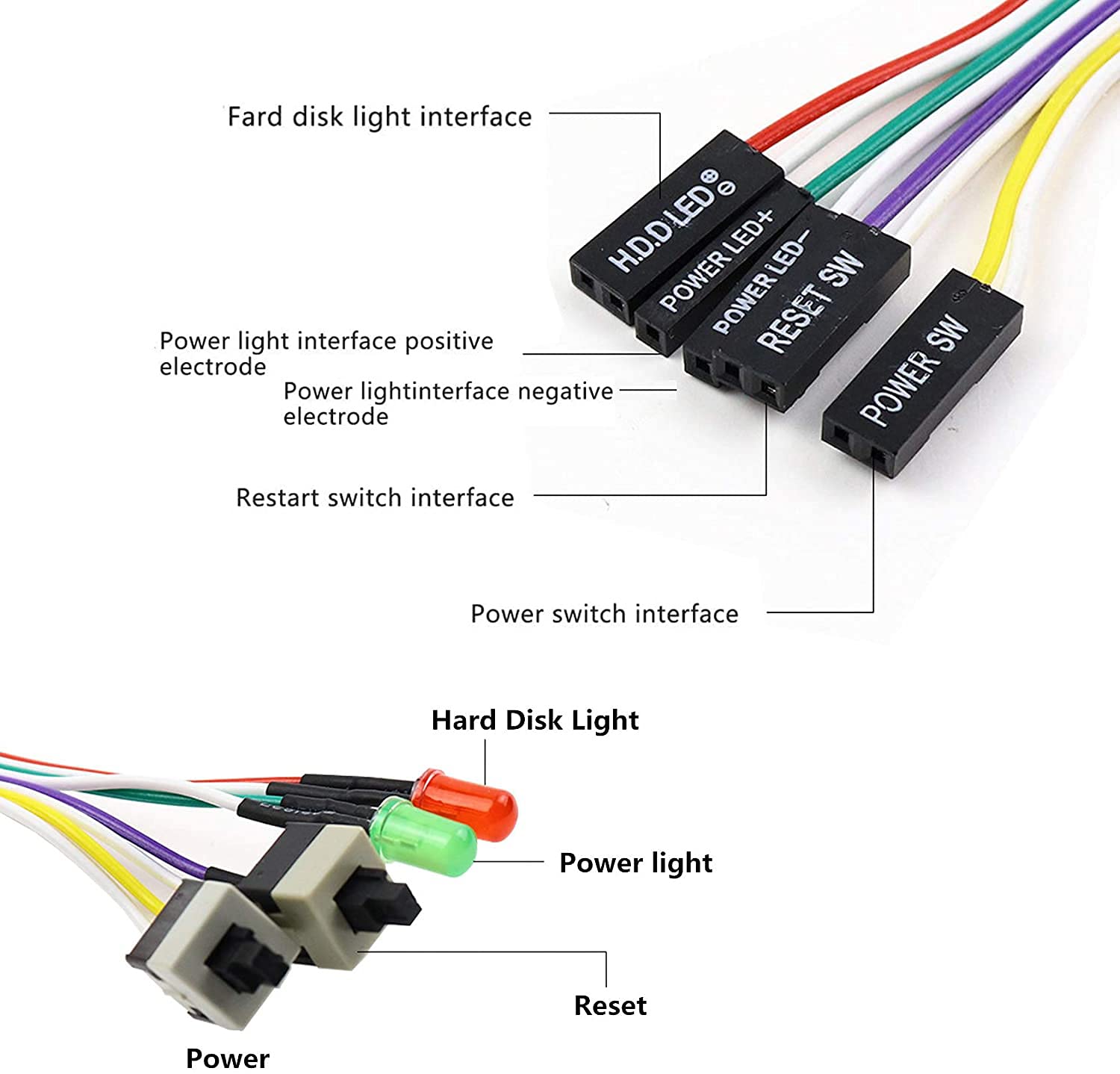 4pcs ATX Netzteil Schalterkabel LED Licht HDD Kabel für PC-Computer 4pcs ATX Netzteil Schalterkabel LED Licht HDD Kabel für PC-Computer
