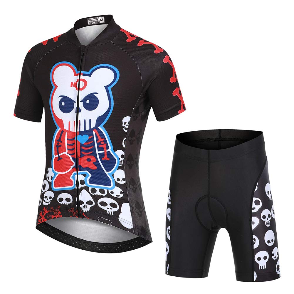 Camiseta de ciclismo para niño y niña con pantalones cortos de ciclismo de secado rápido