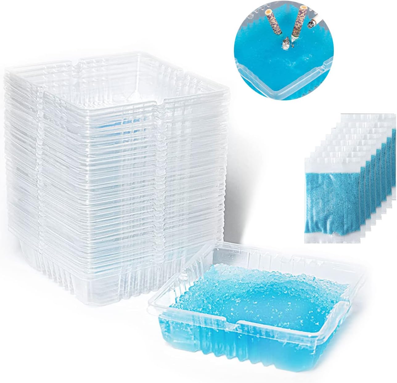 Disposable Ashtrays with Ash Absorbing Balm, 30Pcs Disposable AshTray with Sand, Small Portative Ash holder for Quickly Extinguish Cigarette,Reduce Ash Raising,Ashtray Outdoor(Blue)
