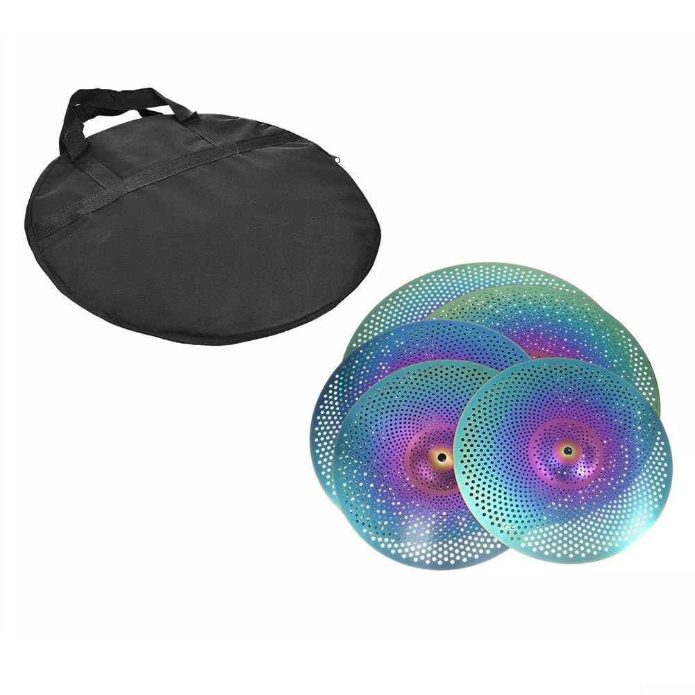 Zoegneer Set di piatti silenziosi colorati in lega, 35,5 cm, per ridurre il rumore durante la pratica della batteria