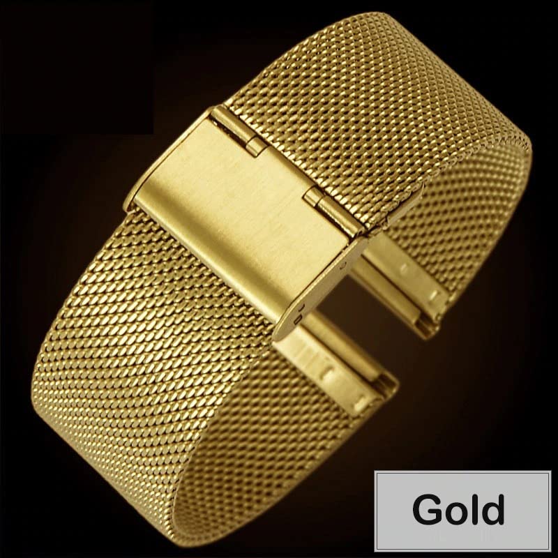 Image of 12mm 14mm 16mm 18mm 20mm 22mm 24mm Mesh Bracelet Stainless Steel Black Blue Golden Rose Pink Silver Brown Watch Band Interchangeble
