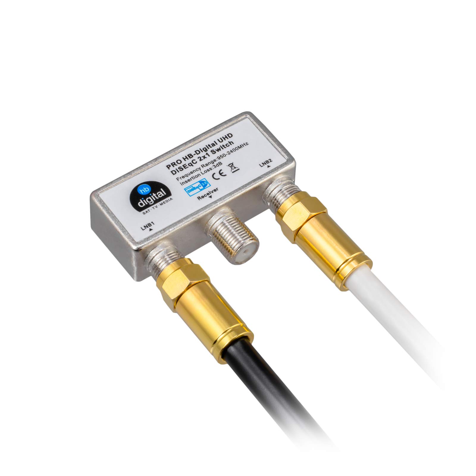 Cable Coaxial De 20m HB-DIGITAL 130dB | 6 Conectores F Dorados Y 3 Boquillas Protectoras | Para Satélite, TDT Y HDTV 3D/4K | Blindaje 4 Capas | Mejor Recepción Y Calidad De Señal