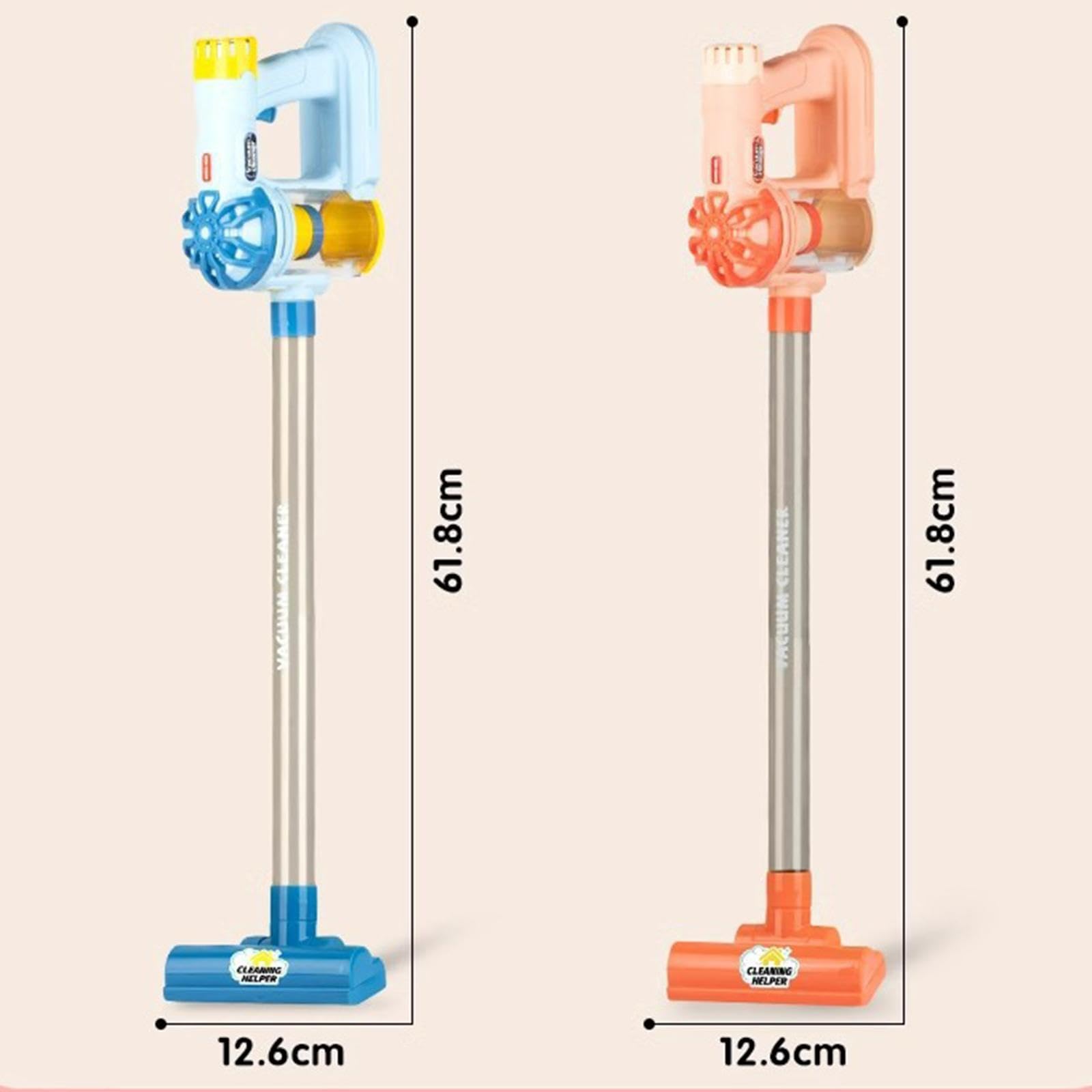 Aspirapolvere Giocattolo per Bambini Gioco di Apprendimento Elettrodomestico Realistico con 3 Accessori per Pulire Adatto per Regali di Compleanno Edu, Blu