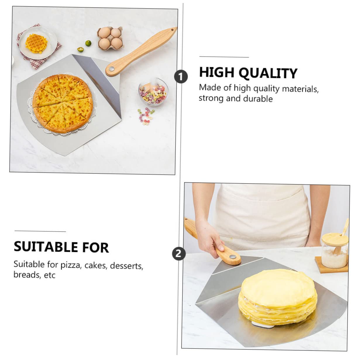 Ciieeo Pala de Panadería Plegable para Pizza de Acero Inoxidable