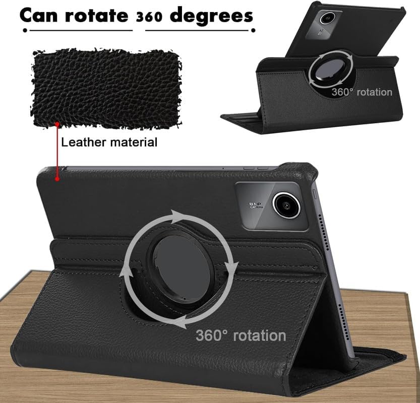Image of Fitsmart 360 Degree Rotating Stand PU Leather Safety Case Smart Shell Stand Flip Cover for Lenovo Idea Tab Plus (12.1 inch) - Black