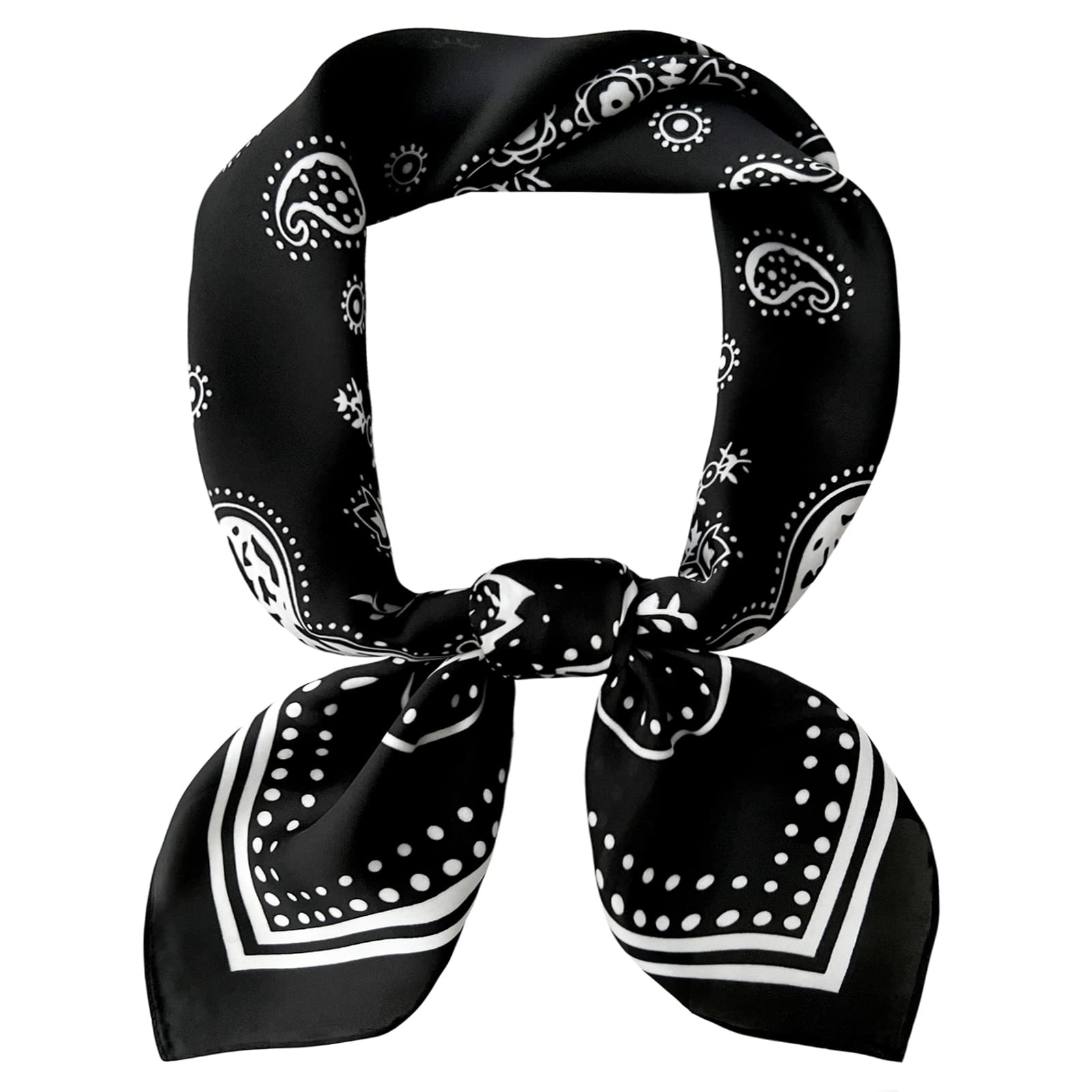 Mokoomiss Silk Feeling Scarf Medium Square Satin Head Scarf for Women 27.5 × 27.5 inches