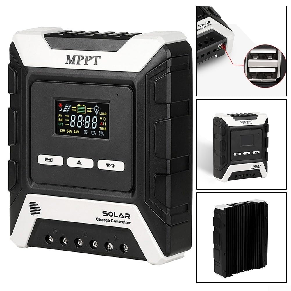 Controlador para solar MPPT de 80 A, control LED de 12 V/24 V/48 V, controlador solar de identificación automática, cargador regulador de panel fotovoltaico