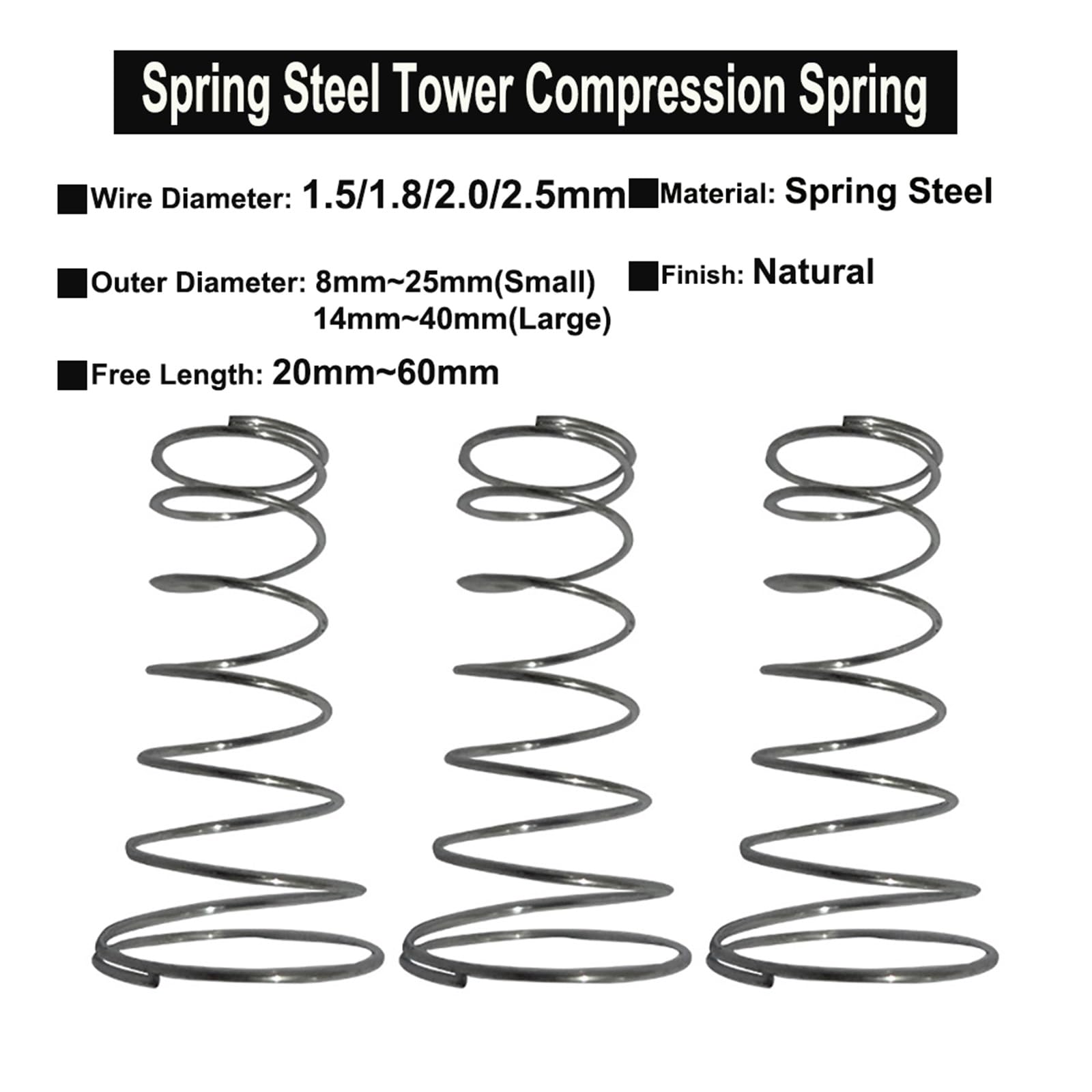 5 Pz/10 Pz Molla In Acciaio Torre Molle di Compressione Conica Molle di Diametro del Filo 1.5mm 1.8mm 2.0mm 2.5mm Molle Della Batteria(2.0x18x32x60 (5Pcs))