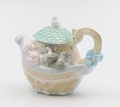 Tetera de porcelana fina Arca de Noé, 5-1/4" L