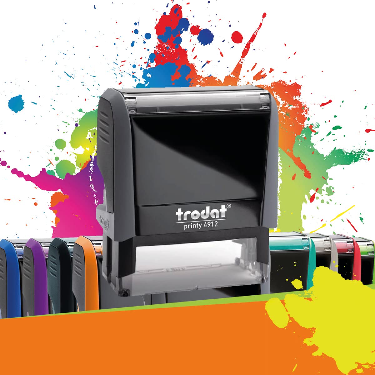 Trodat Printy 4912 - Professional Self-Inking Stamp with 4 Customizable Lines – Text Plate 47 x 18 mm Included (Grey) — image 1