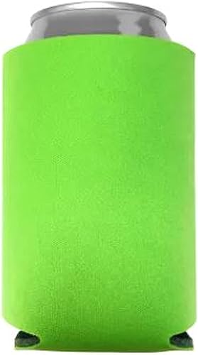 Fundas enfriadoras de latas de espuma de polietileno en blanco, plegables para bricolaje, para fiestas, bodas a granel (25 unidades, verde neón)